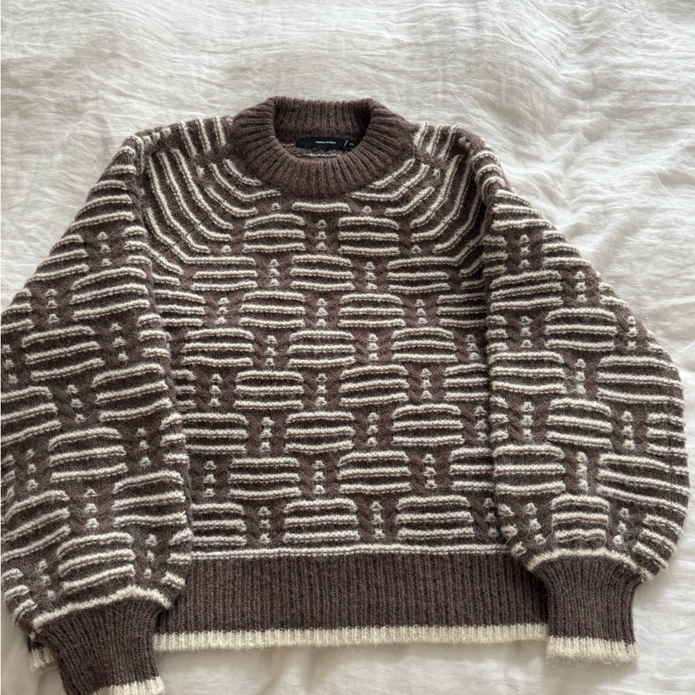 Brown and Cream Patterned Sweater